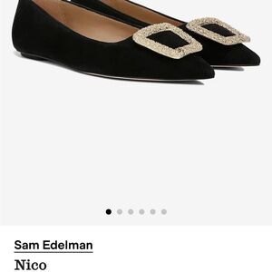 Sam Edelman Black Flats with Glittering Gold Accent